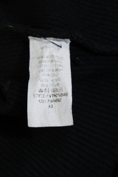 Callipygian Womens Long Sleeve Tight Knit Basic Top Black Size Small