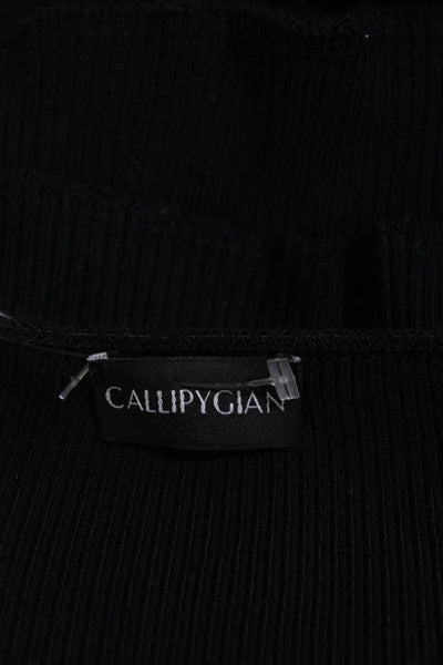 Callipygian Womens Long Sleeve Tight Knit Basic Top Black Size Small