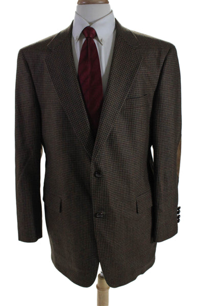 Austin Reed Mens Wool Houndstooth Print Buttoned Blazer Jacket Brown Size EUR 44