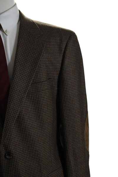 Austin Reed Mens Wool Houndstooth Print Buttoned Blazer Jacket Brown Size EUR 44