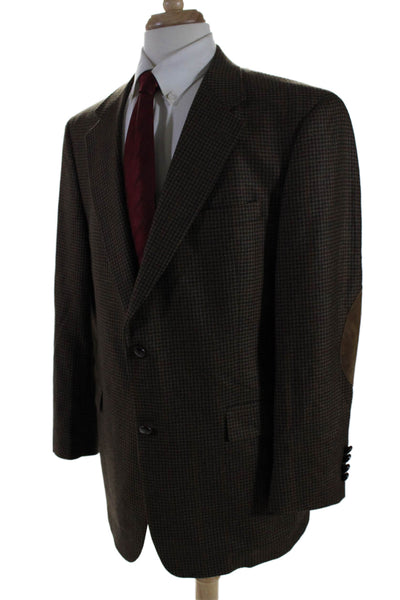 Austin Reed Mens Wool Houndstooth Print Buttoned Blazer Jacket Brown Size EUR 44