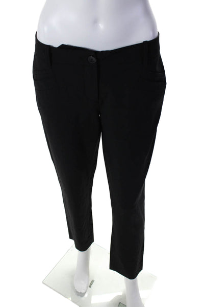 Paige Black Label Womens Wool Buttoned Zip Flat Front Tapered Pants Black Size 6