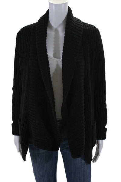 J Crew Womens Cotton Long Sleeve Open Front Cardigan Sweater Black Size S