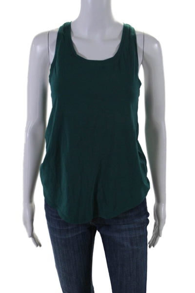 Lululemon Womens Cotton Round Neck Racerback Activewear Tank Top Green Size 4