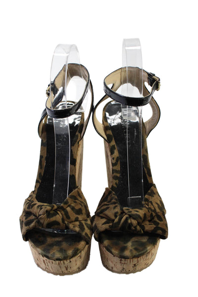 Jimmy Choo Womens Animal Print Platform Sandals Slingbacks Brown Black Size 37 7