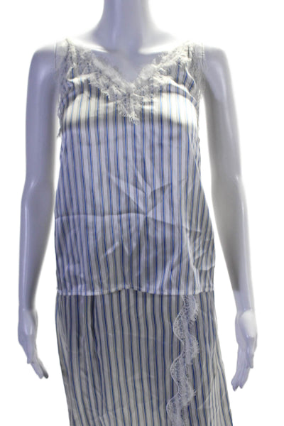 The Kooples Womens Silk Lace Stripped Sheer Tank Top Skirt Set White Size 0