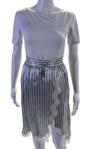 The Kooples Womens Silk Lace Stripped Sheer Tank Top Skirt Set White Size 0