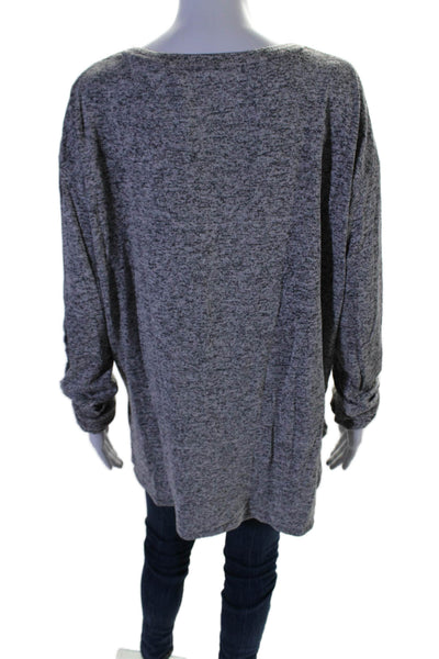 Athleta Womens Cotton Round Neck Long Sleeve Thin Knit Basic Top Gray Size L