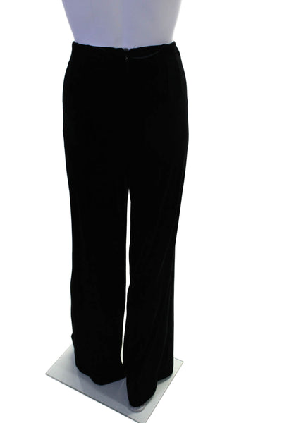 Teri Jon Womens Velvet Texture Flare Leg Elastic Waistband Wide Leg Pants Black