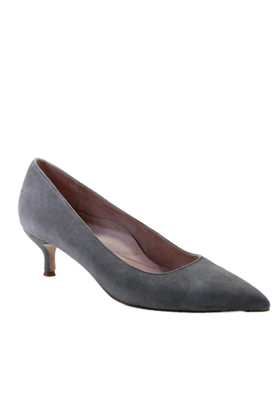 Ally Womens Gray Pointed Toe Kitten Heels Pumps Shoes Size 12