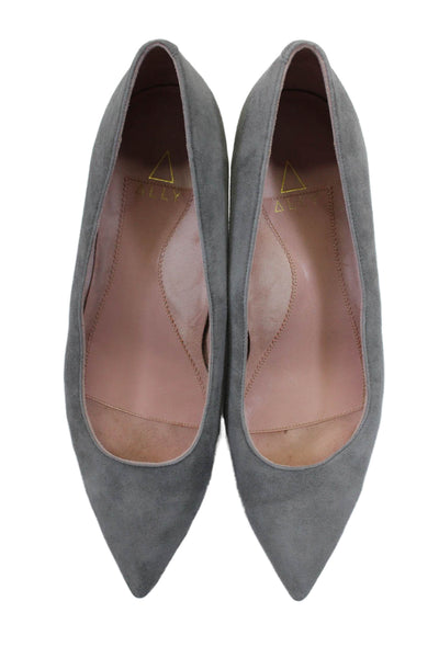 Ally Womens Gray Pointed Toe Kitten Heels Pumps Shoes Size 12