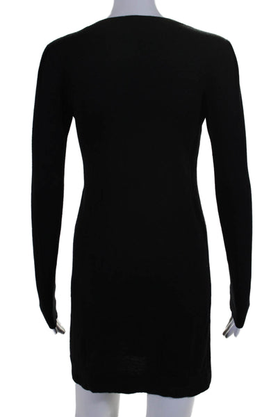 Line And Dot Womens Fitted Knit Long Sleeve Cut Out Front Top Black Size XS