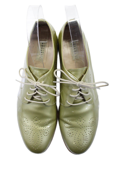 Fratelli Rossetti Womens Patten Leather Lined Lace Up Oxford Shoes Green Size EU