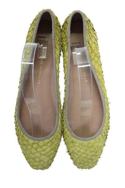 Proenza Schouler Womens Textured Round Closed Toe Slip On Flats Yellow Size EUR