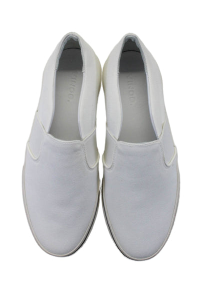 Vince Womens Cotton Elastic Slip On Lined Flat Classic Shoes White Size 8M