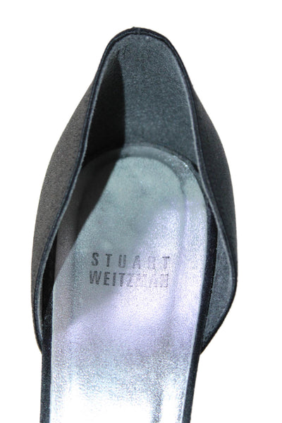 Stuart Weitzman Womens Black Crystal Detail Open Toe D'Orsay Heels Shoes Size 8