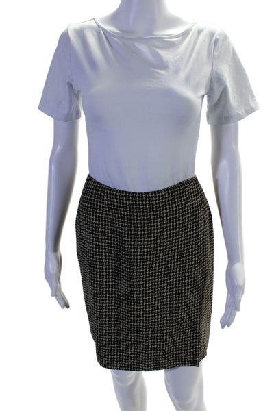 Emanuel Emanuel Ungaro Womens Wool Houndstooth Print Wrap Skirt Beige Size 8