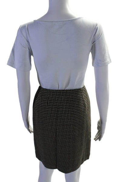 Emanuel Emanuel Ungaro Womens Wool Houndstooth Print Wrap Skirt Beige Size 8