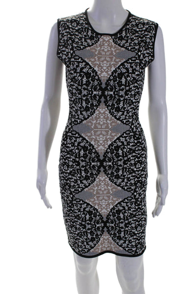 BCBG Max Azria Womens Sleeveless Body Con Jose Dress Black White Size Small