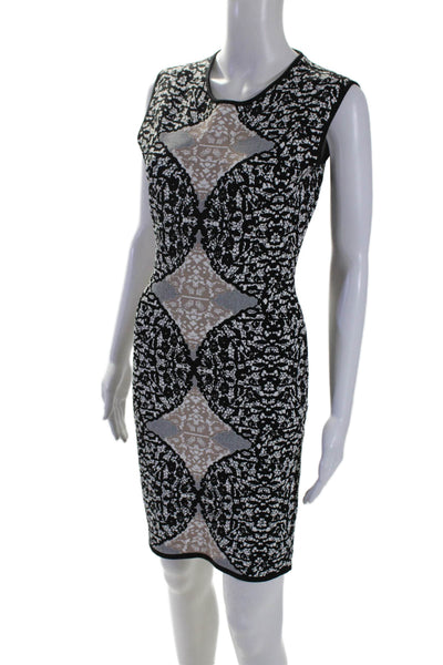 BCBG Max Azria Womens Sleeveless Body Con Jose Dress Black White Size Small