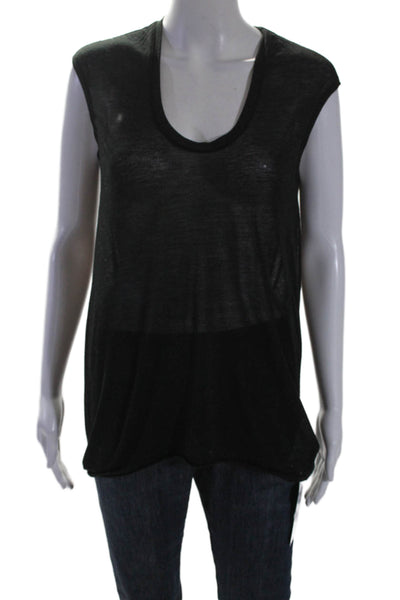 Helmut Lang Womens Sleeveless Draped Tank Top Black Cotton Blend Size Petite