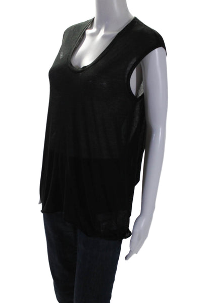 Helmut Lang Womens Sleeveless Draped Tank Top Black Cotton Blend Size Petite