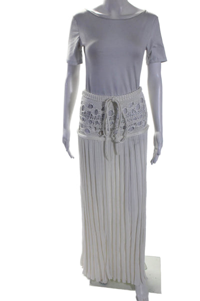 Christopher Esber Womens White Crochet Trim Drawstring Maxi Skirt Size XS