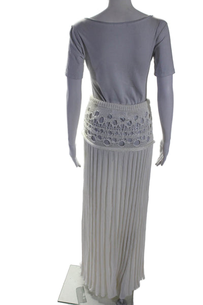 Christopher Esber Womens White Crochet Trim Drawstring Maxi Skirt Size XS