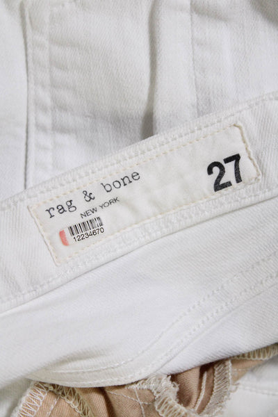 Rag & Bone Women's Midrise Five Pockets Straight Leg Jeans Pants White Size 27