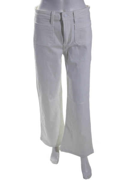 Paige Women's High Waist Pockets Wide Leg Jeans Pants White Size 28