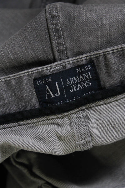 Armani Jeans Mens Cotton Light Wash Embroidered Charmed Logo Jeans Gray Size 34