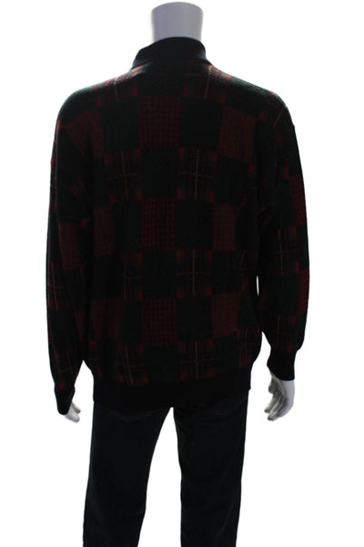 Andrea Fenzi Men's Collared Long Sleeves Pullover Plaid Sweater Size L