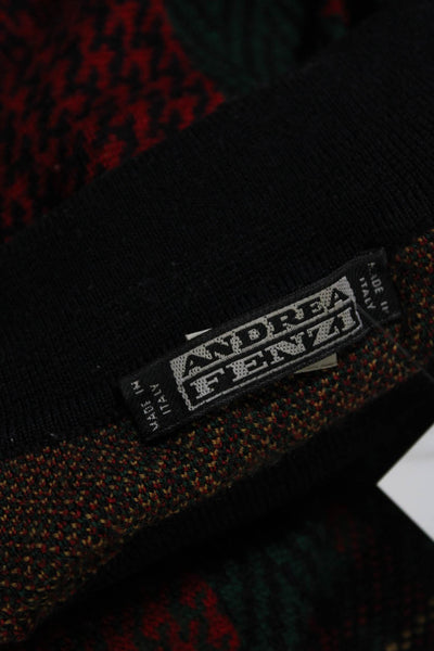 Andrea Fenzi Men's Collared Long Sleeves Pullover Plaid Sweater Size L