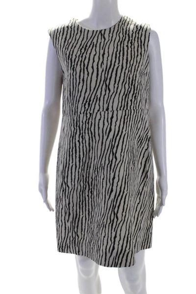 S Max Mara  Womens Cotton Zebra Print Sleeveless Pocketed Buttoned Dress Size 8