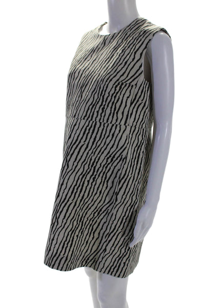 S Max Mara  Womens Cotton Zebra Print Sleeveless Pocketed Buttoned Dress Size 8