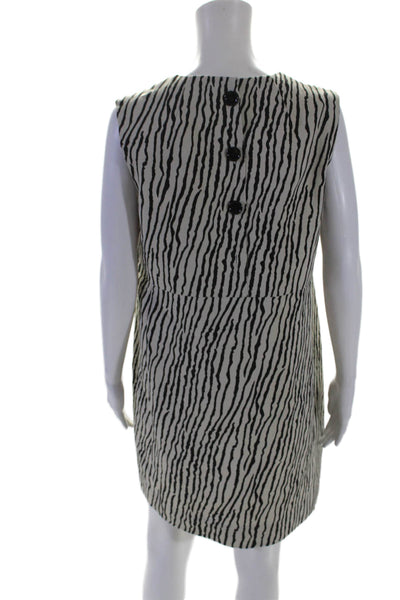 S Max Mara  Womens Cotton Zebra Print Sleeveless Pocketed Buttoned Dress Size 8