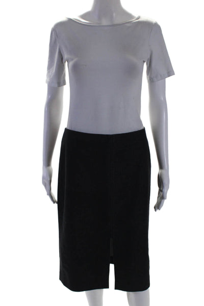 Elie Tahari Womens Cotton Lined Zipped Pleated Mid Length Skirt Black Size 6