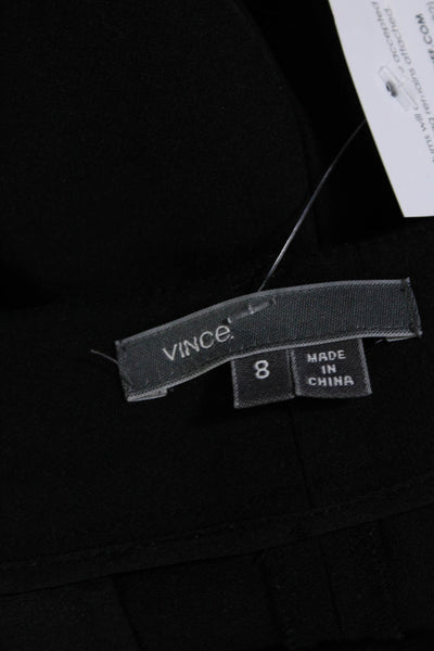 Vince Womens Cotton Lined Zip Button Straight Leg Dress Pants Black Size 8