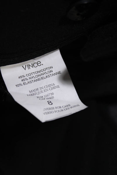 Vince Womens Cotton Lined Zip Button Straight Leg Dress Pants Black Size 8