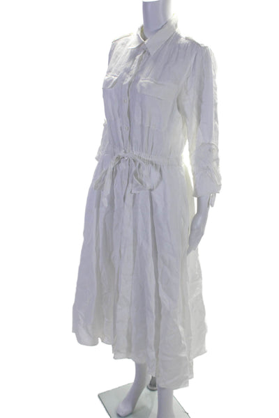 Equipment Femme Womens Long Sleeve Button Down Dress White Size 6