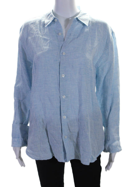 Orlebar Brown Womens Long Sleeve Button Down Collared Top Blue Large