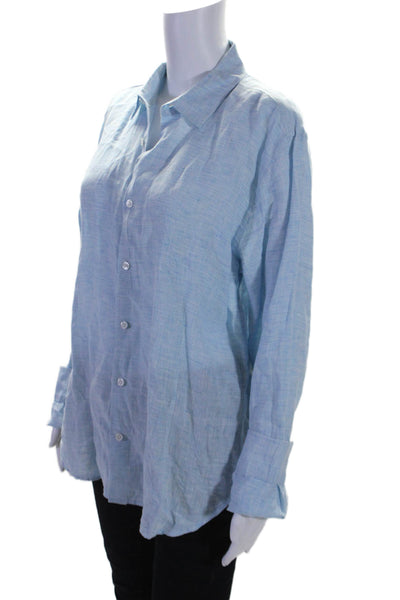 Orlebar Brown Womens Long Sleeve Button Down Collared Top Blue Large