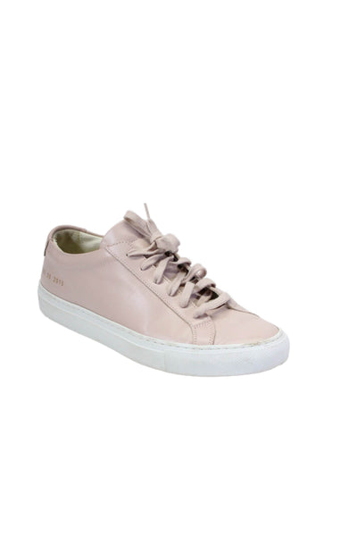 Woman by Common Projects Womens Low Top Lace Up Sneakers Leather Pink 8.5