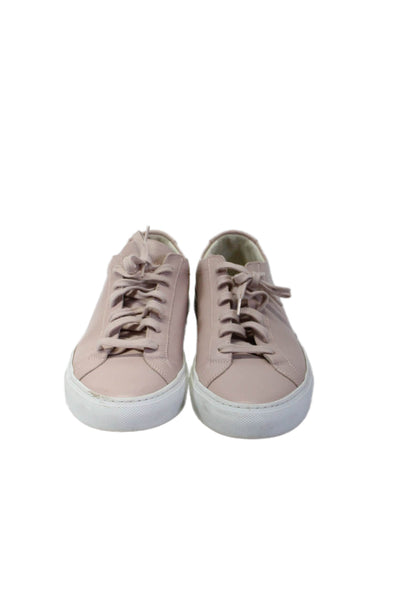 Woman by Common Projects Womens Low Top Lace Up Sneakers Leather Pink 8.5