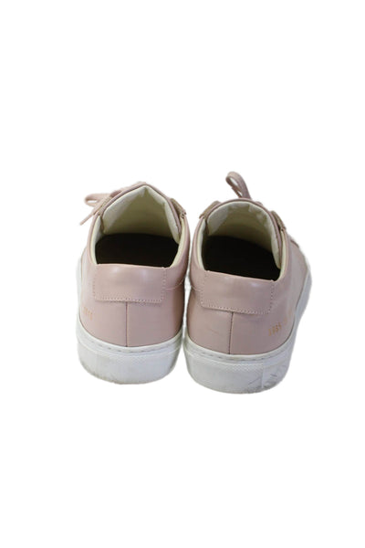 Woman by Common Projects Womens Low Top Lace Up Sneakers Leather Pink 8.5