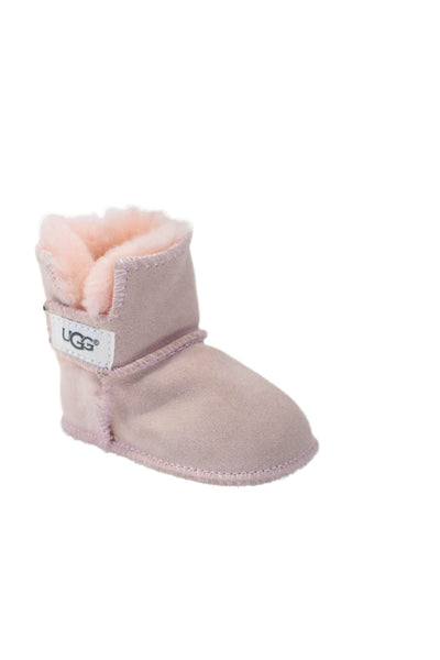 Uggs Girls Slip On Side Strap Flat Ankle Boots Suede Pink Size XS