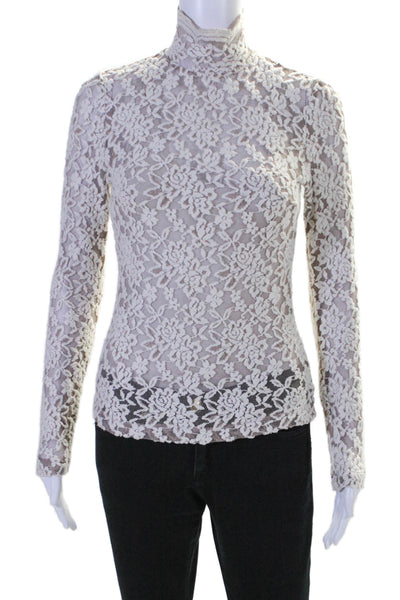 Nightcap Clothing Women's High Neck Long Sleeves Lace Blouse White Size 1