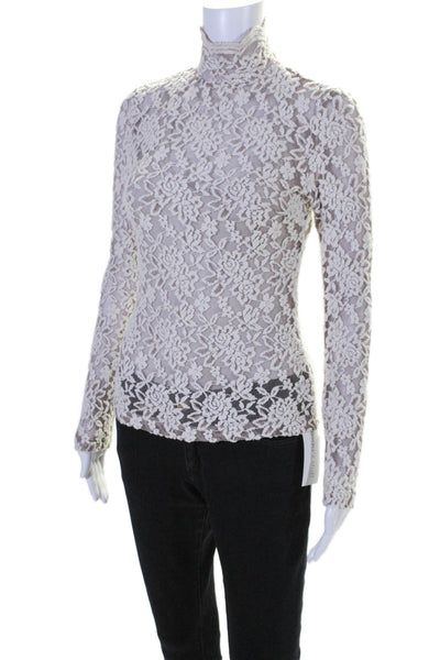 Nightcap Clothing Women's High Neck Long Sleeves Lace Blouse White Size 1