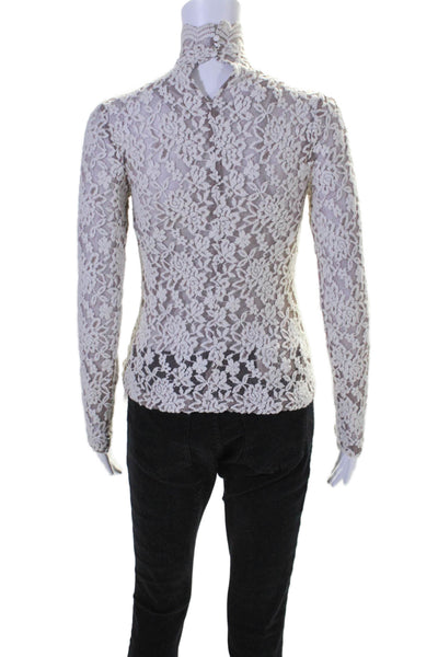 Nightcap Clothing Women's High Neck Long Sleeves Lace Blouse White Size 1