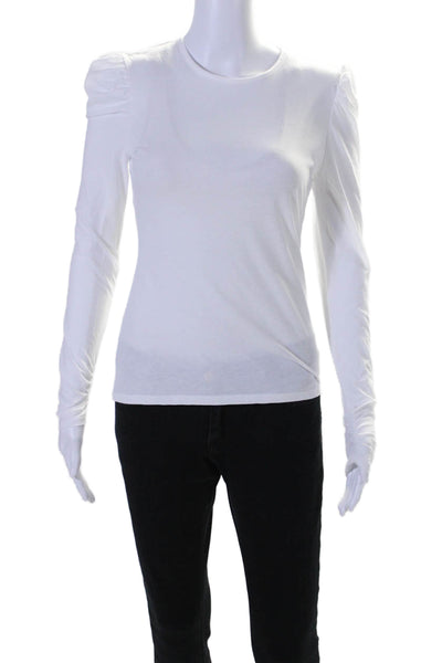 Rebecca Taylor Women's Round Neck Long Sleeves Basic T-Shirt White Size XS